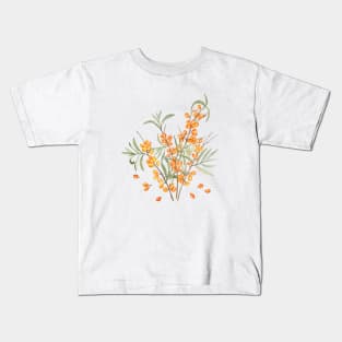 Sea Buckthorn Watercolor Illustration Kids T-Shirt